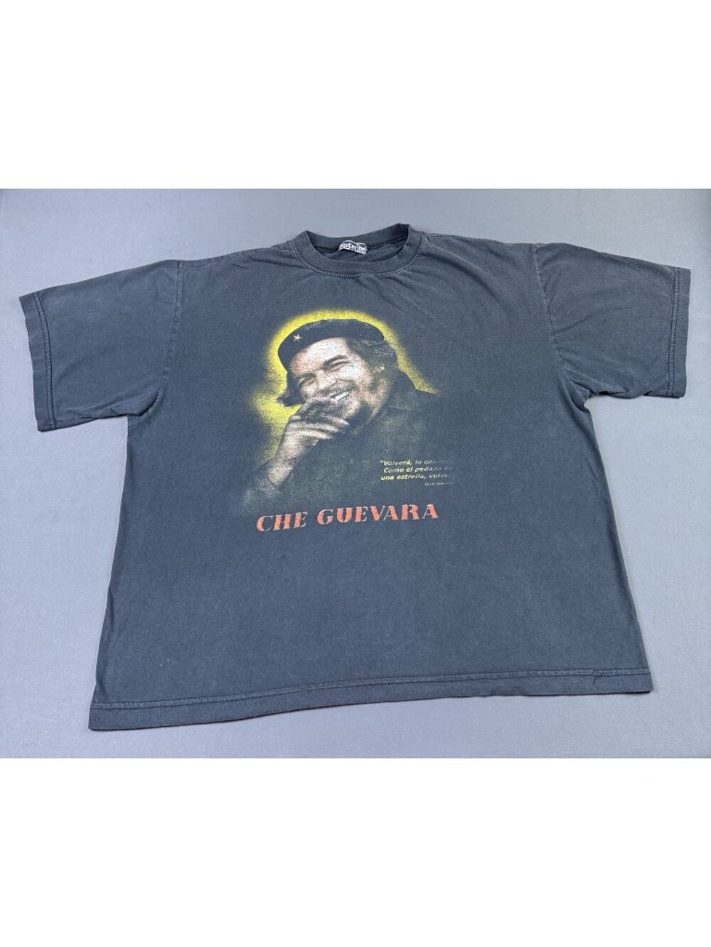 Rare Vintage 90s Che Guevara Blu Caribe Sun Fade XL Black Shirt Marxist Cuba